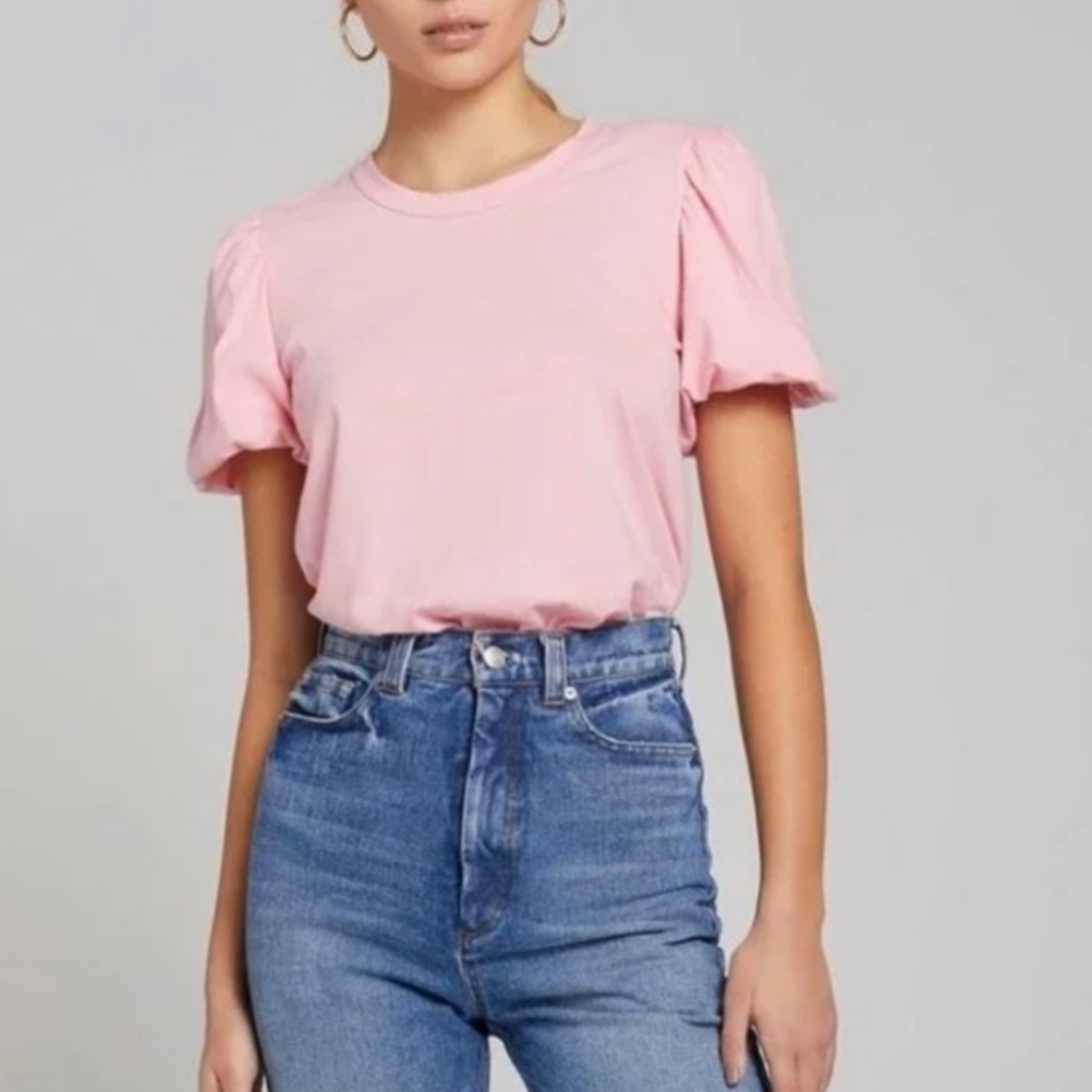 ALC T Shirt Small Womens Casey Puff Sleeve Light Pale Pink Women's XS
